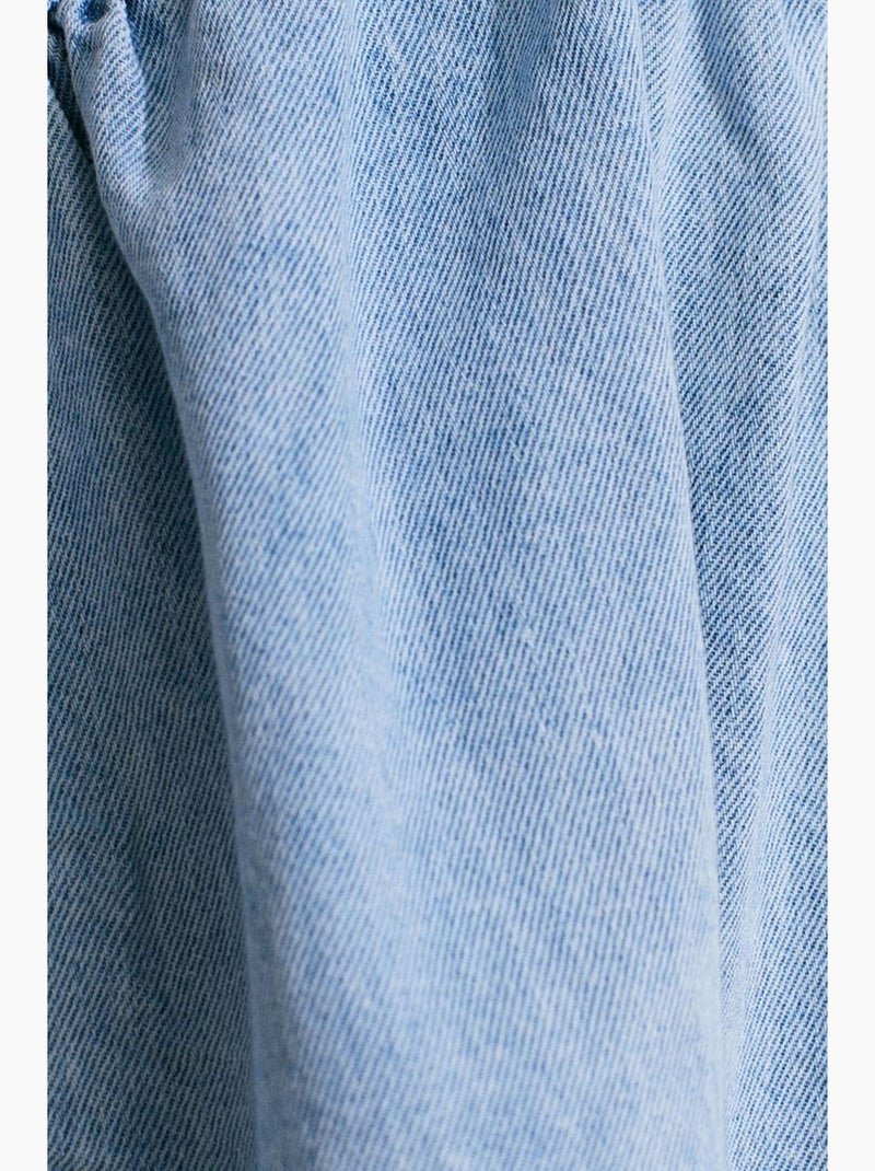 Korte denim jurk van katoen met halter dilvin Saffierblauw - Kiabi