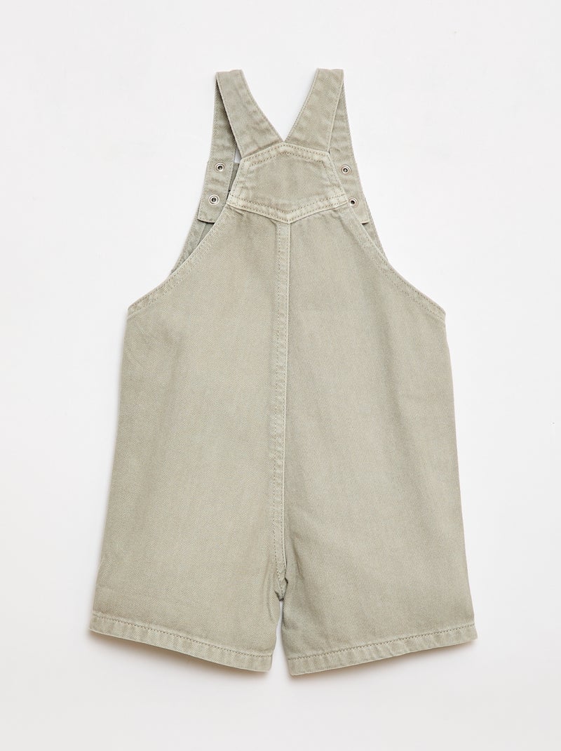 Korte denim tuinbroek van effen katoen Grijs - Kiabi