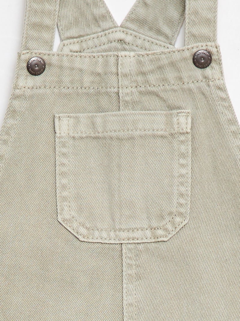 Korte denim tuinbroek van effen katoen Grijs - Kiabi