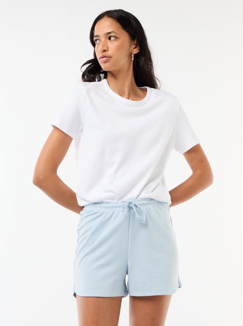 Korte effen katoenen short met trekkoord - Kiabi