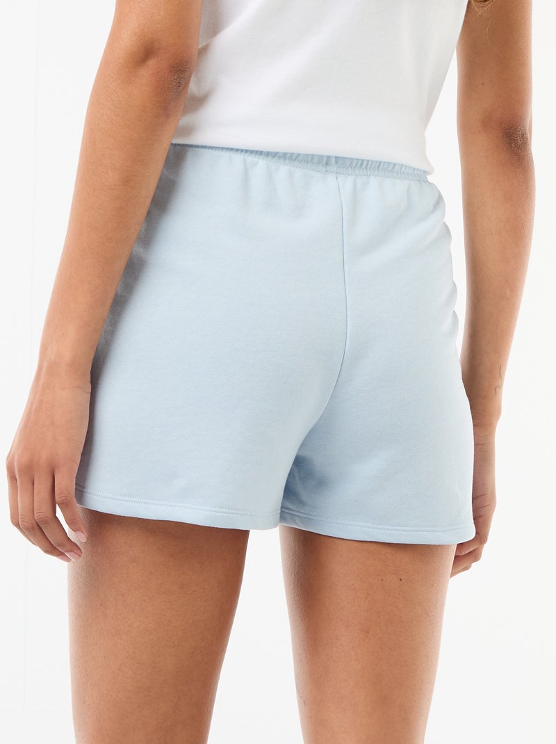 Korte effen katoenen short met trekkoord Blauw - Kiabi