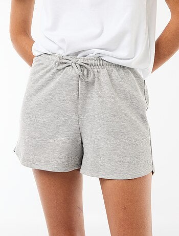 Korte effen katoenen short met trekkoord