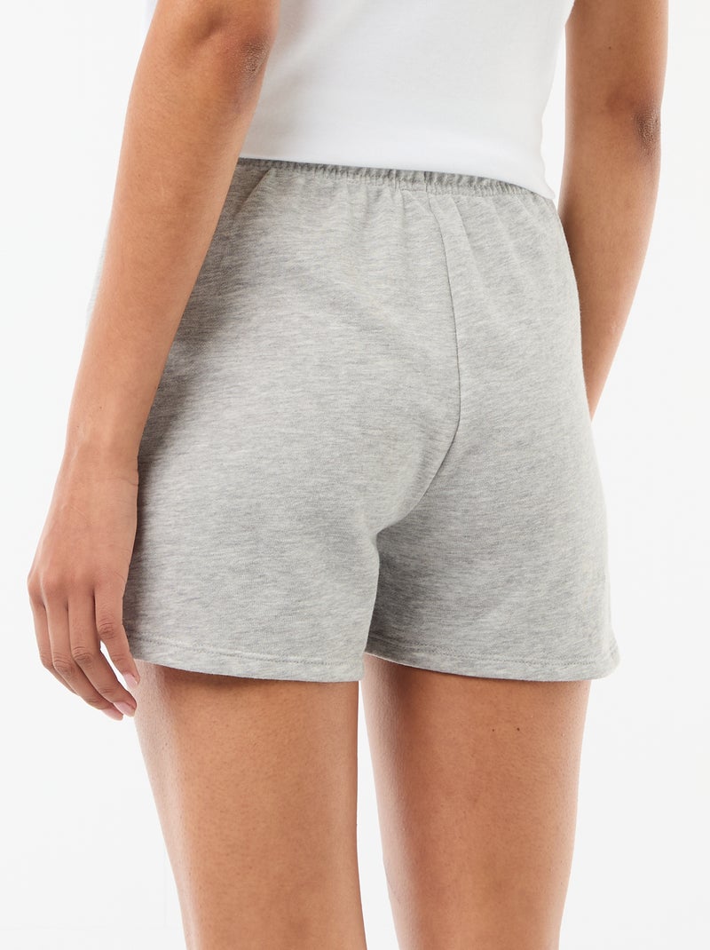Korte effen katoenen short met trekkoord Grijs - Kiabi