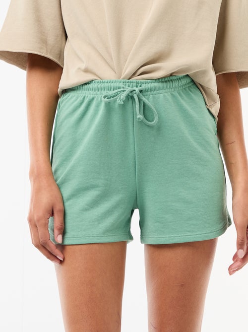 Korte effen katoenen short met trekkoord - Kiabi