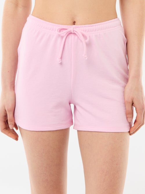 Korte effen katoenen short met trekkoord - Kiabi