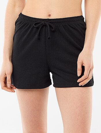 Korte effen katoenen short met trekkoord