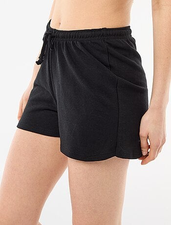 Korte effen katoenen short met trekkoord