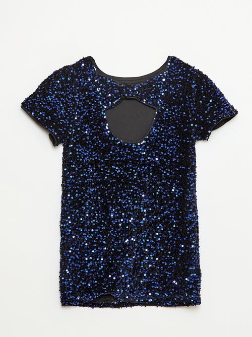 Korte fluwelen jurk met lovertjes - Kiabi