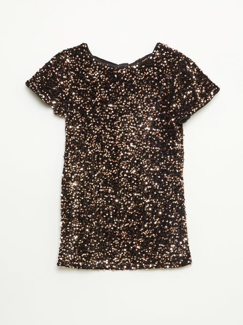 Korte fluwelen jurk met lovertjes - Kiabi