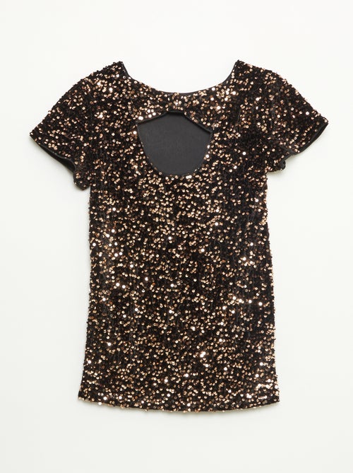 Korte fluwelen jurk met lovertjes - Kiabi