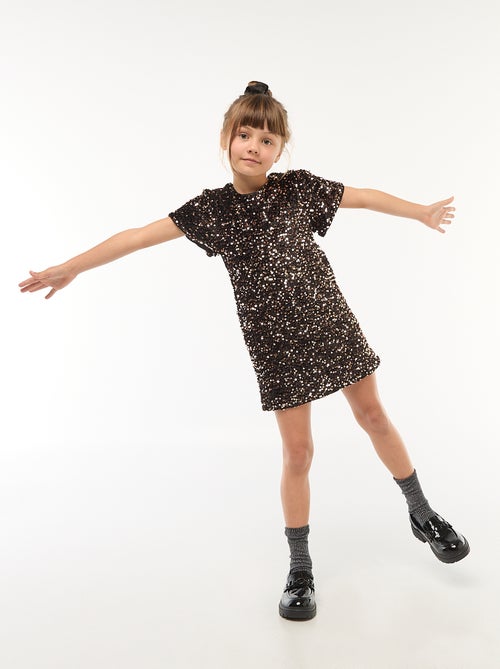 Korte fluwelen jurk met lovertjes - Kiabi