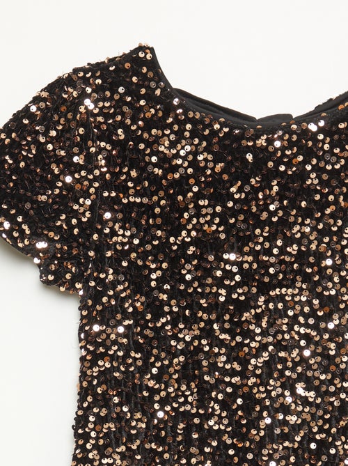 Korte fluwelen jurk met lovertjes - Kiabi