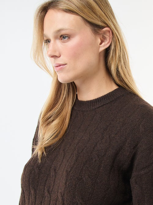 Korte, gebreide trui-jurk met kabelpatroon - Kiabi