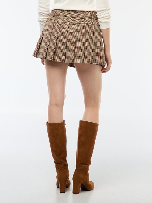 Korte, geruite plissérok - Kiabi