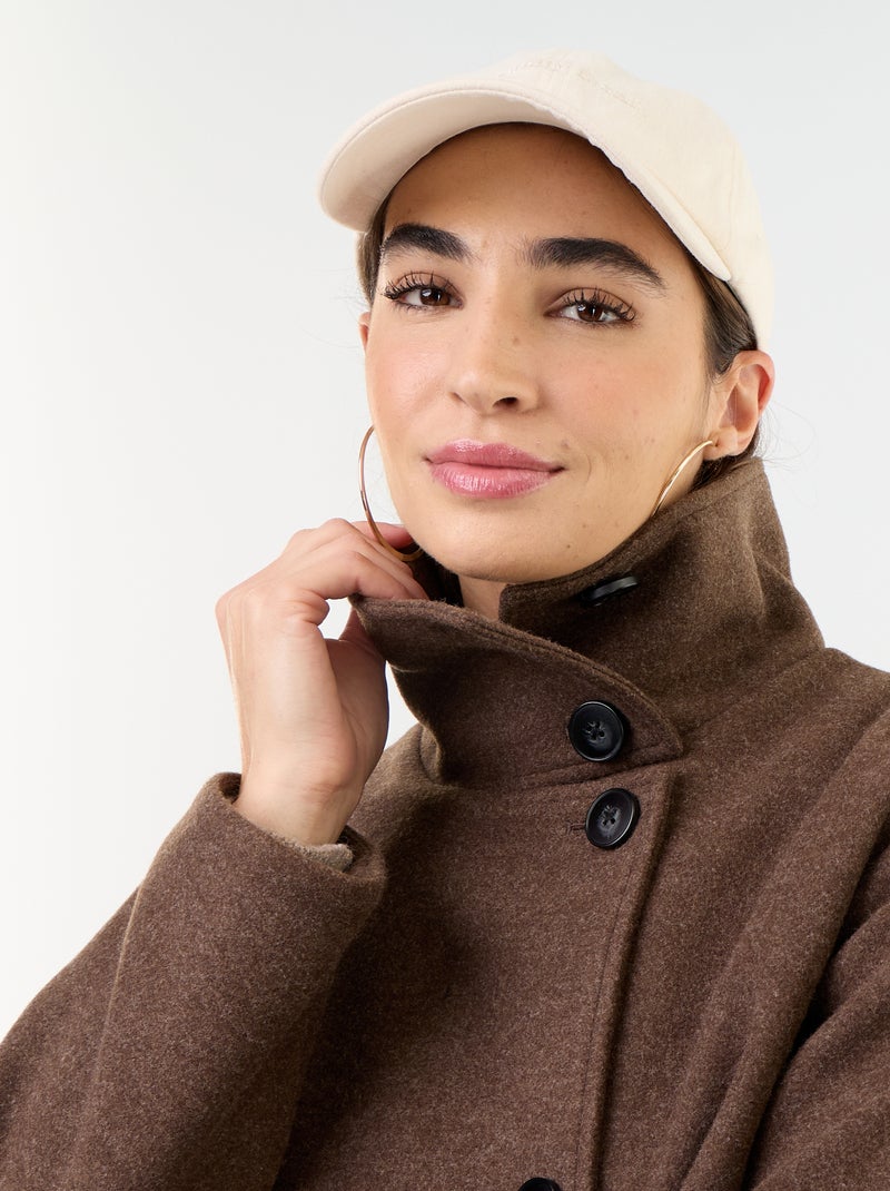 Korte jas met wollook Bruin - Kiabi