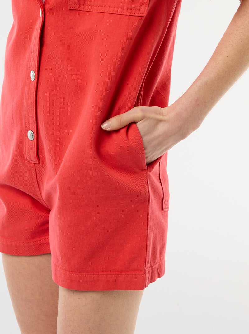 Korte jeans jumpsuit Rood - Kiabi