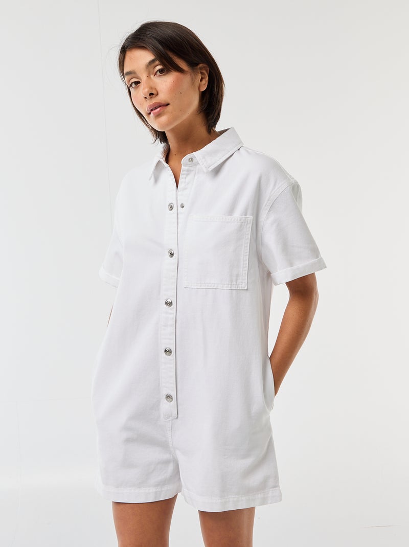 Korte jeans jumpsuit Wit - Kiabi