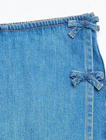 Korte jeans rok-short met knopen