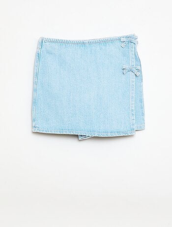 Korte jeans rok-short met knopen