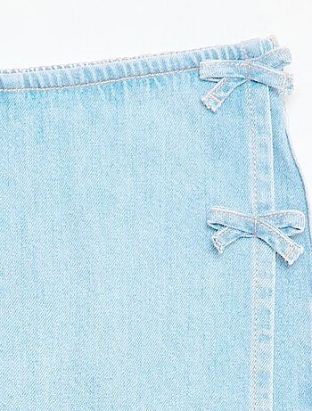 Korte jeans rok-short met knopen