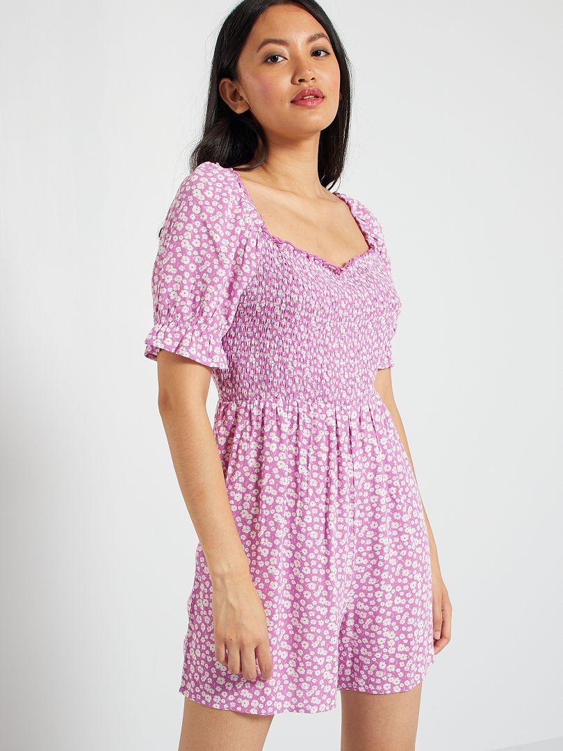 Korte jumpsuit met bloemmotief roze Kiabi 18.00€