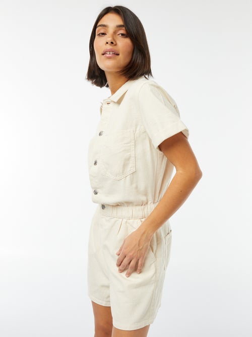 Korte jumpsuit met korte mouw met omgeslagen boordje - Kiabi