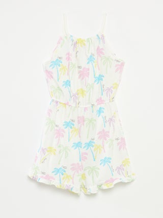 Korte jumpsuit met schouderbandjes en print