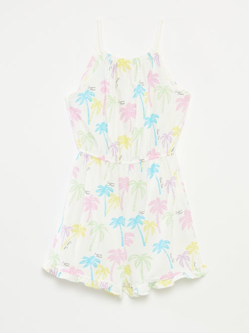 Korte jumpsuit met schouderbandjes en print - Kiabi