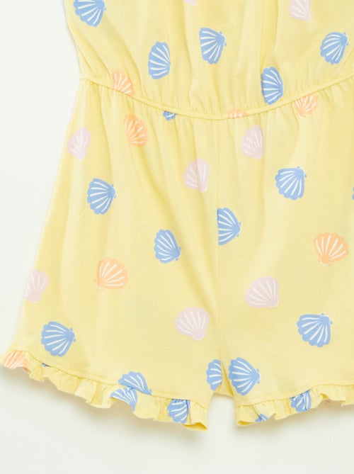 Korte jumpsuit met schouderbandjes en print - Kiabi