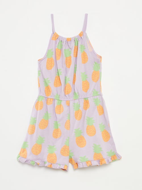 Korte jumpsuit met schouderbandjes en print - Kiabi