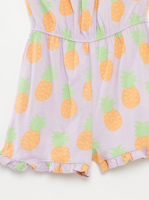 Korte jumpsuit met schouderbandjes en print - Kiabi