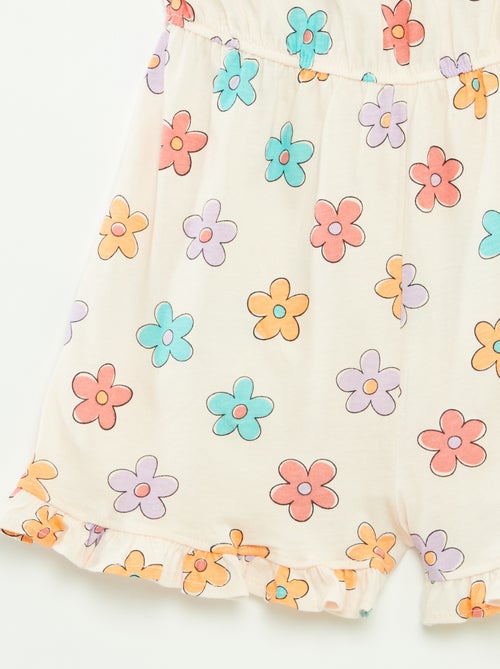 Korte jumpsuit met schouderbandjes en print - Kiabi