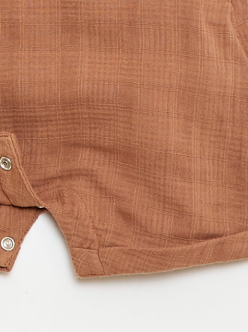 Korte jumpsuit van dubbel katoengaas - Kiabi