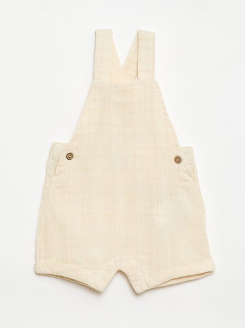 Korte jumpsuit van dubbel katoengaas - Kiabi