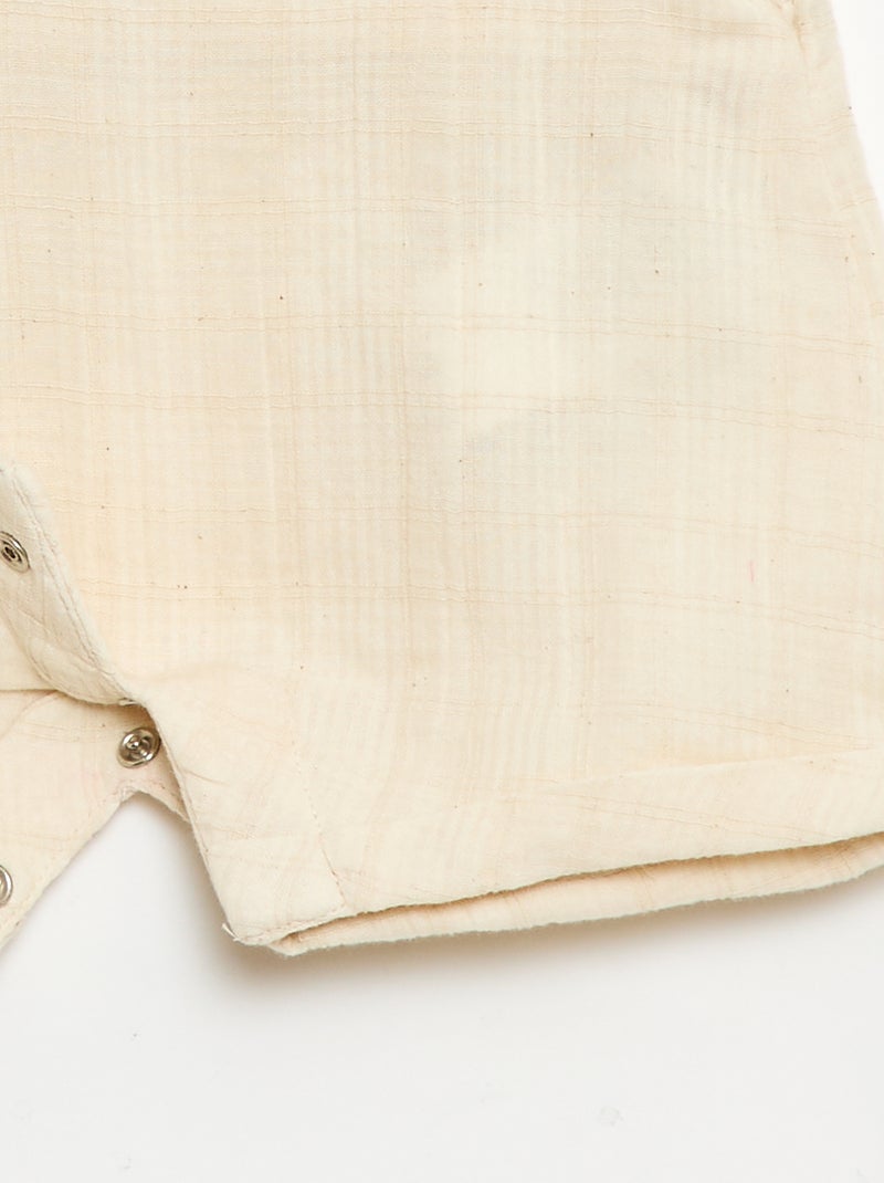 Korte jumpsuit van dubbel katoengaas Wit - Kiabi