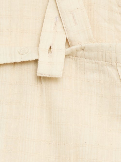 Korte jumpsuit van dubbel katoengaas - Kiabi