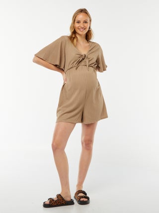 Korte jumpsuit van gewafelde stof - Zwangerschapsmodel