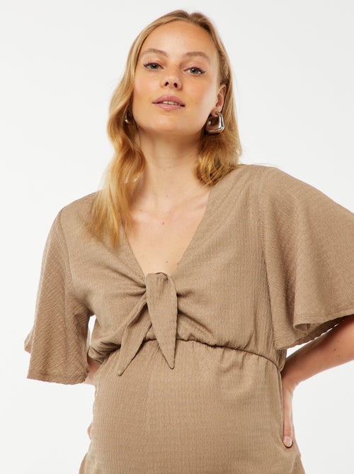 Korte jumpsuit van gewafelde stof - Zwangerschapsmodel - Kiabi