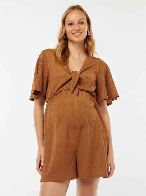 Korte jumpsuit van gewafelde stof - Zwangerschapsmodel - Kiabi