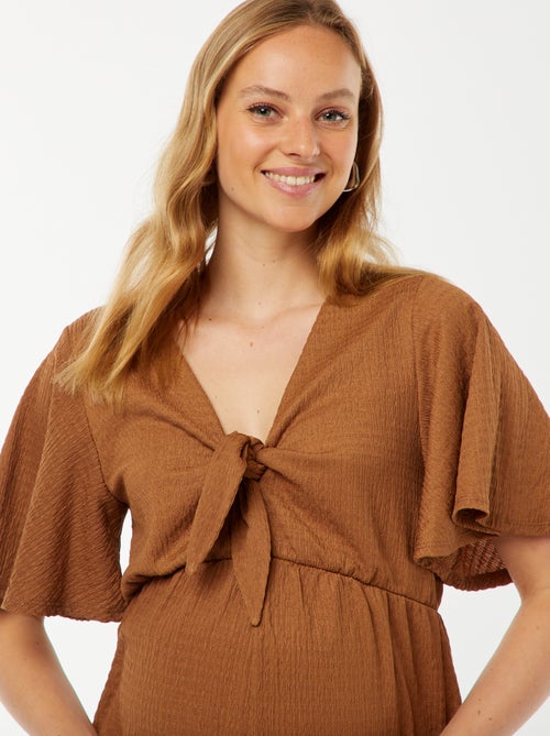 Korte jumpsuit van gewafelde stof - Zwangerschapsmodel - Kiabi