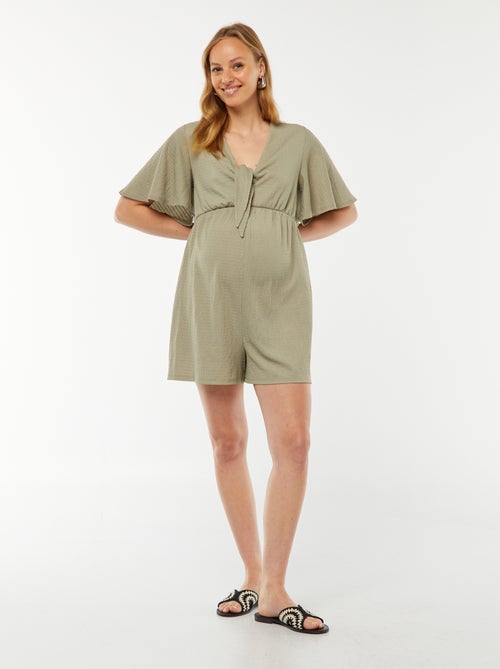 Korte jumpsuit van gewafelde stof - Zwangerschapsmodel - Kiabi