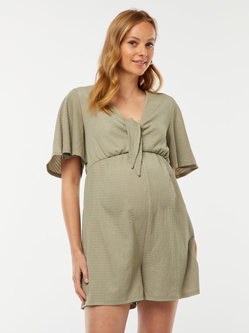 Korte jumpsuit van gewafelde stof - Zwangerschapsmodel - Kiabi