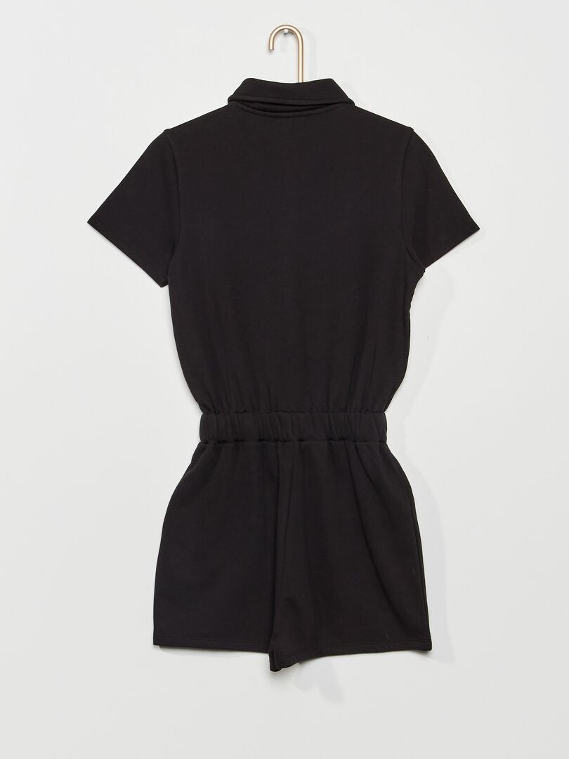 Korte jumpsuit van joggingstof met polokraag zwart Kiabi 15.00€