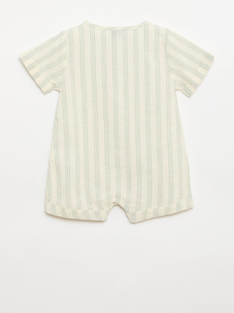 Korte jumpsuit van katoen en linnenmix Groen - Kiabi