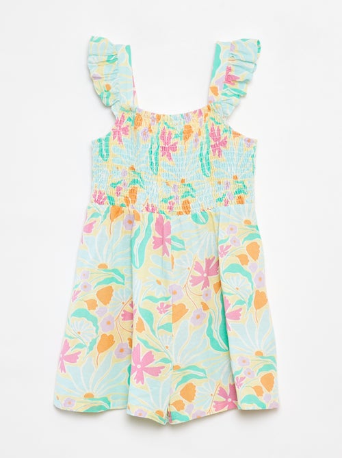 Korte jumpsuit van linnenmix met ruche - Kiabi