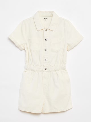 Korte jumpsuit van spijkerstof met korte mouw