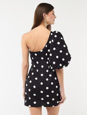 Korte jurk met asymmetrische hals