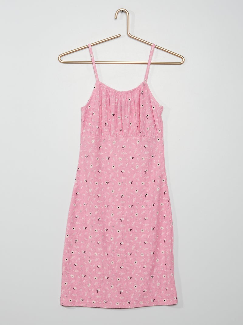 Korte jurk met bloemenprint roze - Kiabi