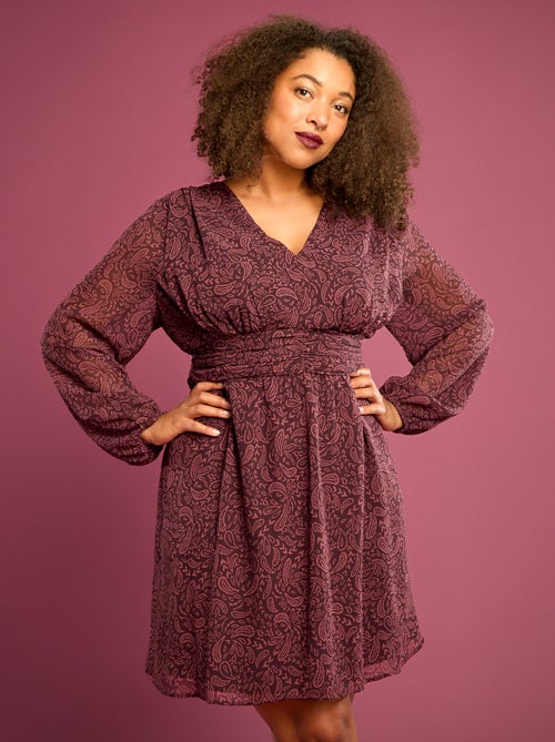 Korte jurk met gedrapeerde ceintuur - Kiabi