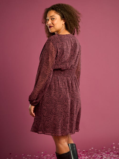 Korte jurk met gedrapeerde ceintuur - Kiabi